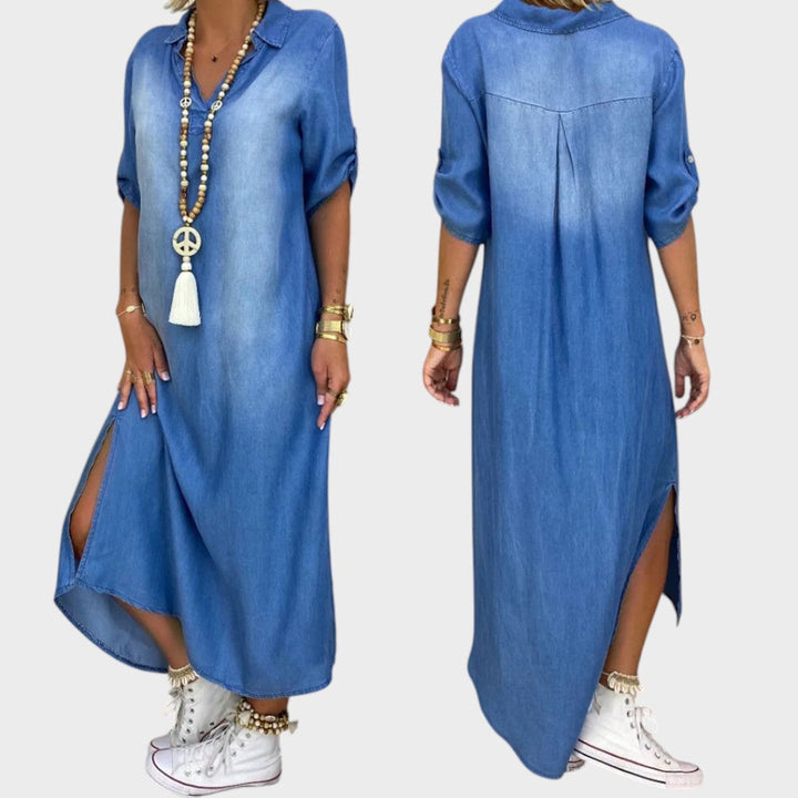 Maja – Дънкова рокля с цепка отстрани