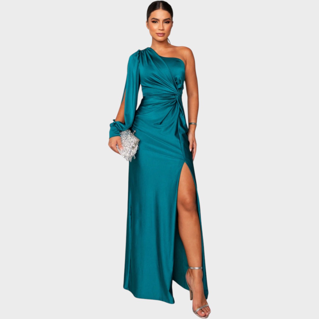 Марика – Елегантна дълга рокля на едно рамо