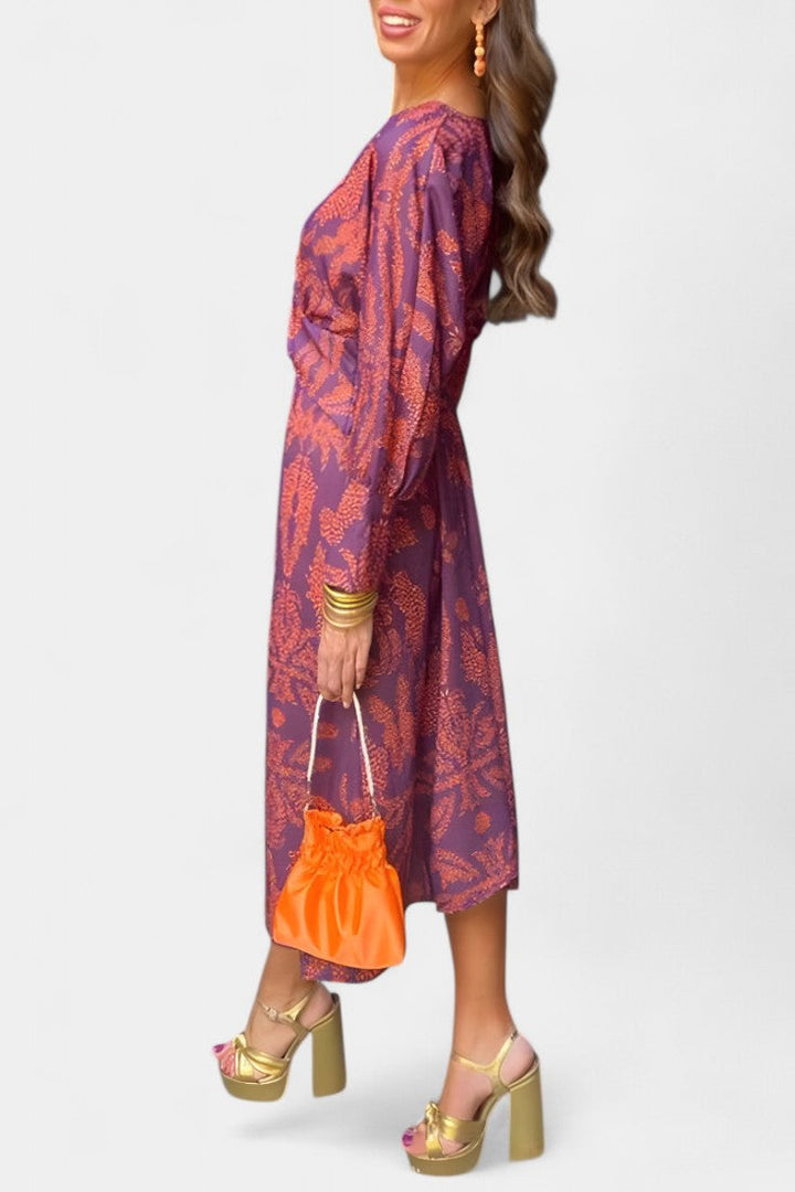 Ема Макси Рокля с V Изрез и Преден Чвор