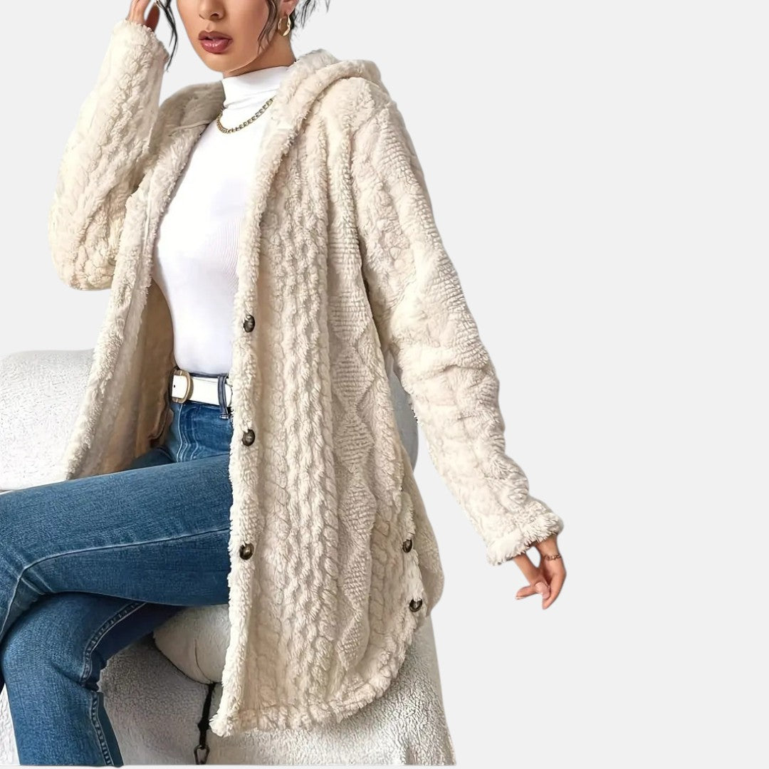 Йоанна - Плюшен кардиган с качулка