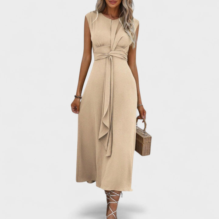 Андреа - Елегантна безръка макси рокля с кръгло деколте