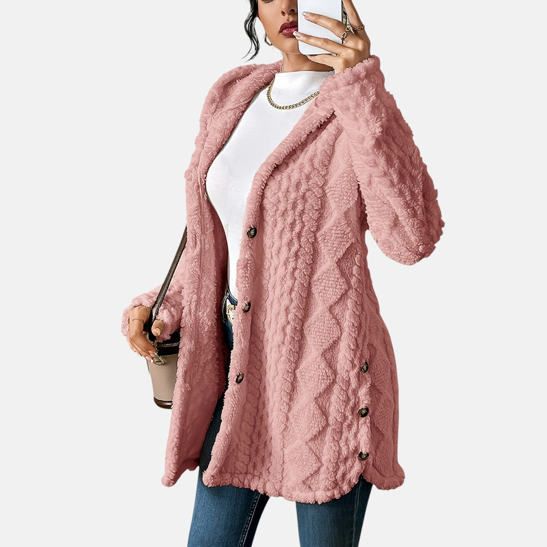 Йоанна - Плюшен кардиган с качулка