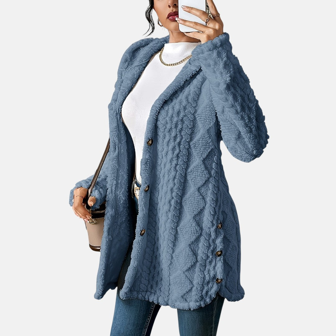 Йоанна - Плюшен кардиган с качулка