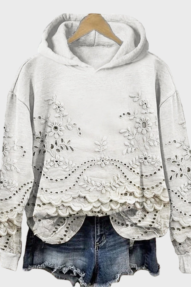 Джъмпер с Капюшон от Дантела в Зелено