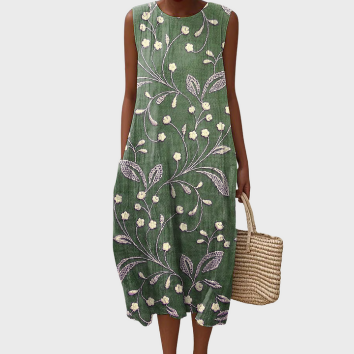 Лара - Релаксираща цветна рокля от памук