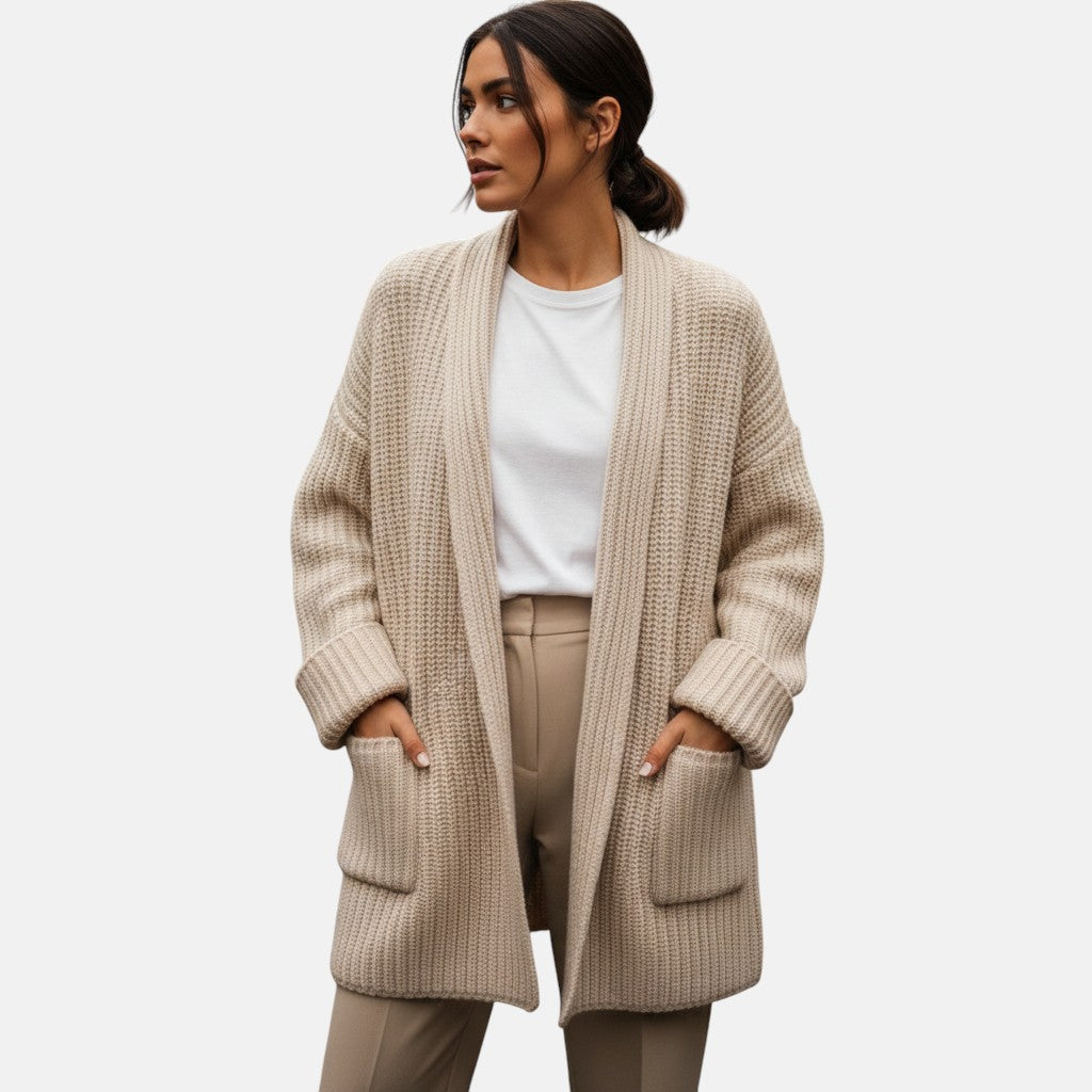 Дария - Плетен жилетка от вълнена смес