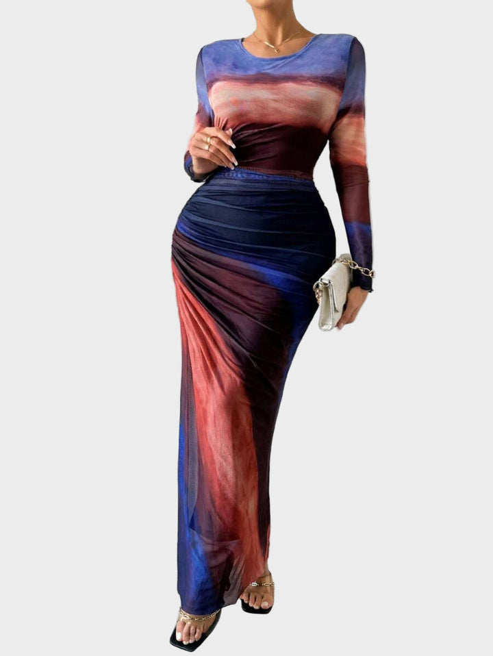 Торина – Дълга удобна рокля с десен