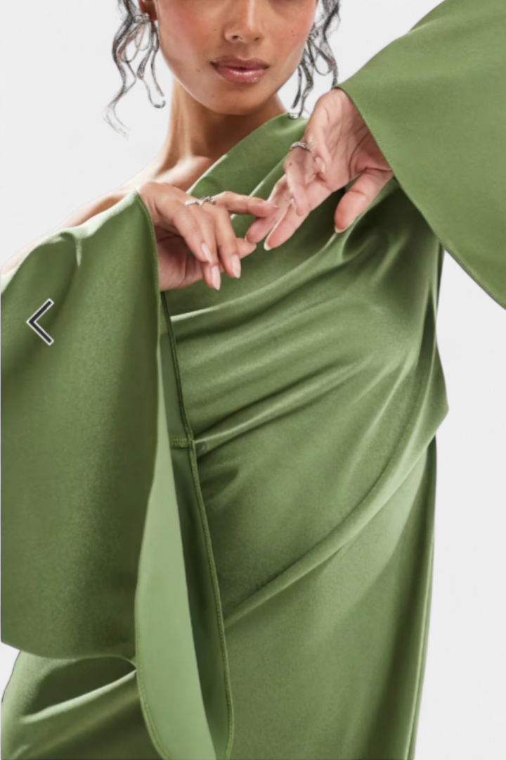 Франка Асиметрична Макси Рокля с Едно Рамо и Оформен Талия