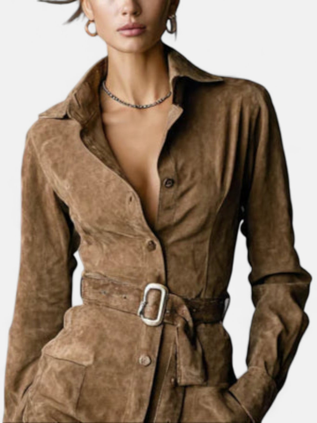 Весела - суедна рокля с дължина до коляното