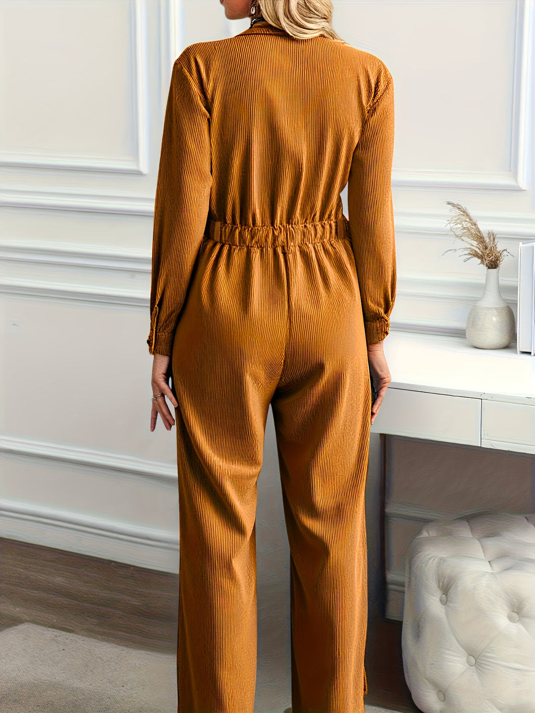 Нора | Изискан текстуриран елегантен гащеризон