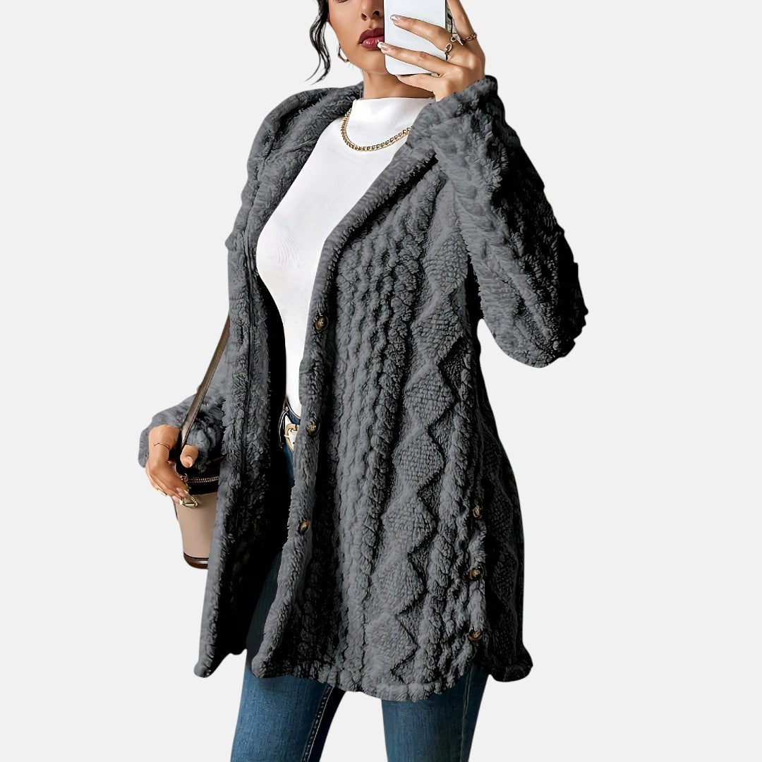 Йоанна - Плюшен кардиган с качулка