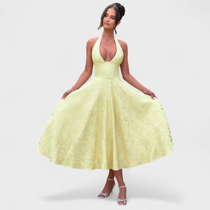 Жулиета – Миди рокля с халтер деколте