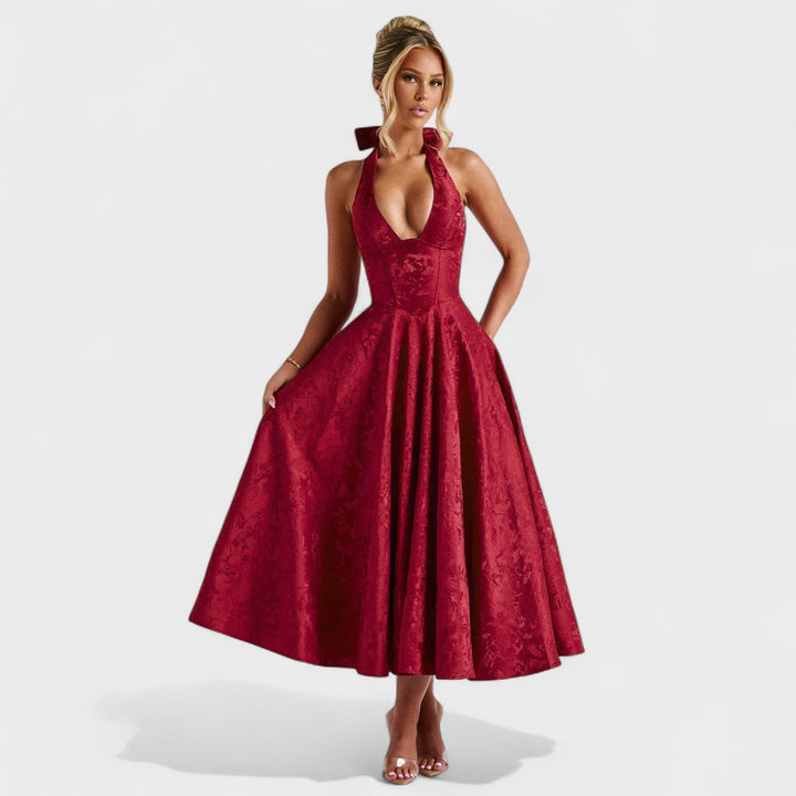 Жулиета – Миди рокля с халтер деколте