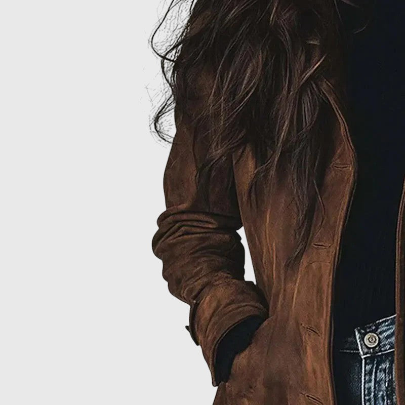 Giulia Bellini – Abrigo Largo de Gamuza