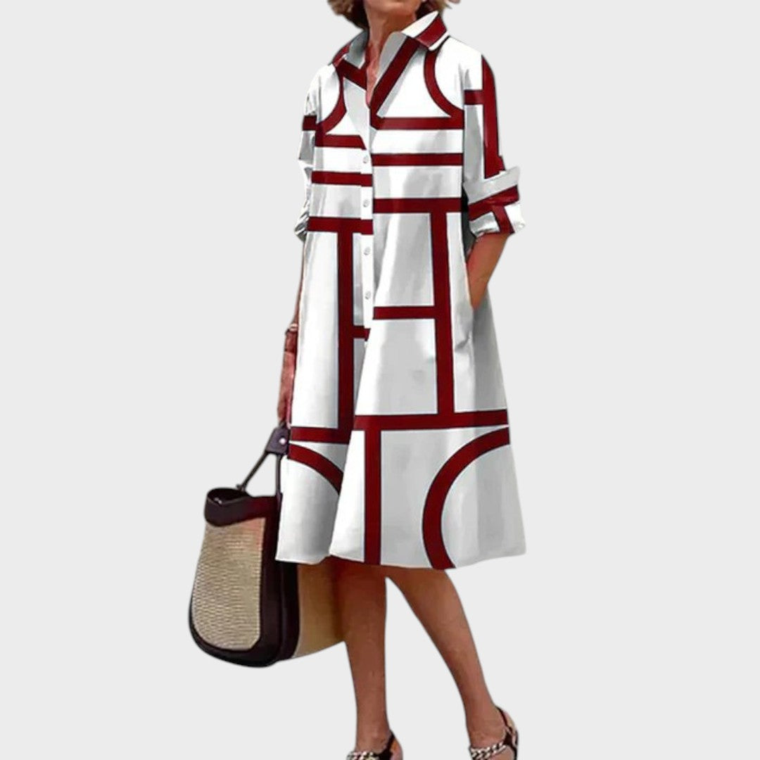 Драгана - Женска рокля с геометричен принт