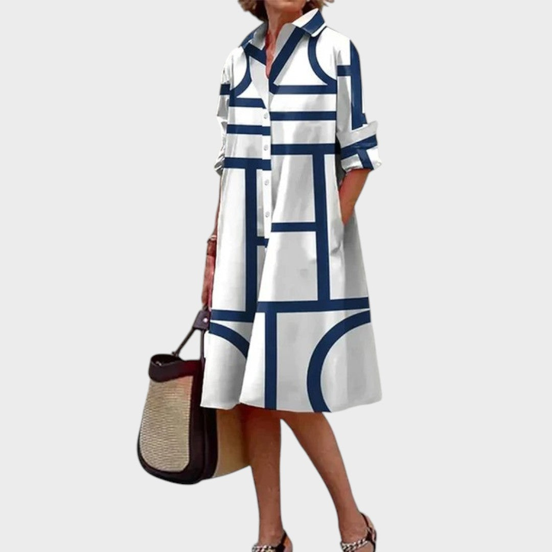 Драгана - Женска рокля с геометричен принт