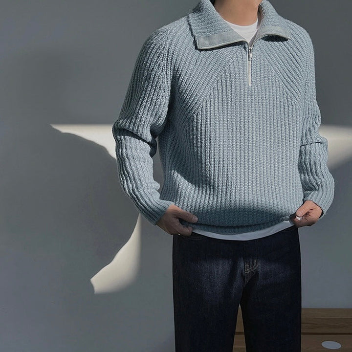 Владислав - Пуловер Azure с четвърт ZIP