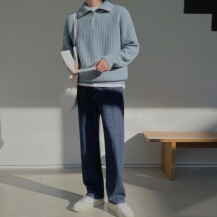 Владислав - Пуловер Azure с четвърт ZIP