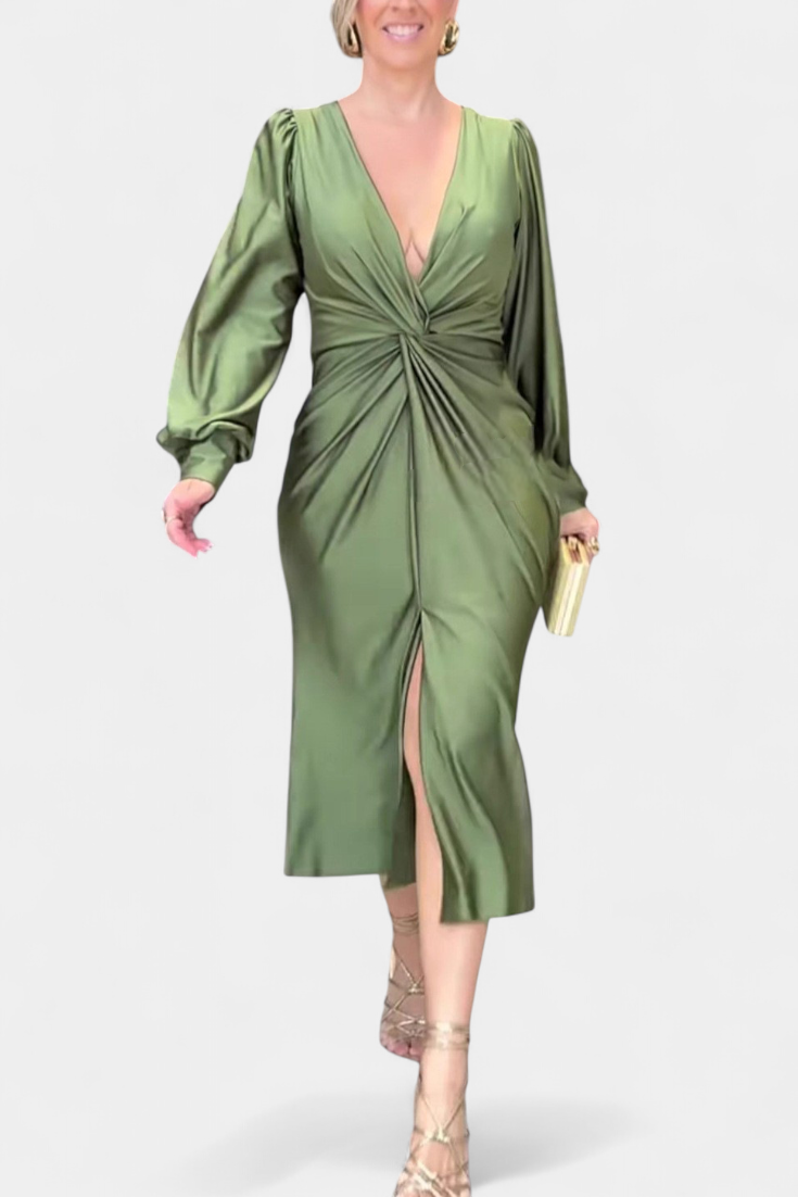 Веселка Дълга Рокля с Дълги Ръкави и V-Изрез