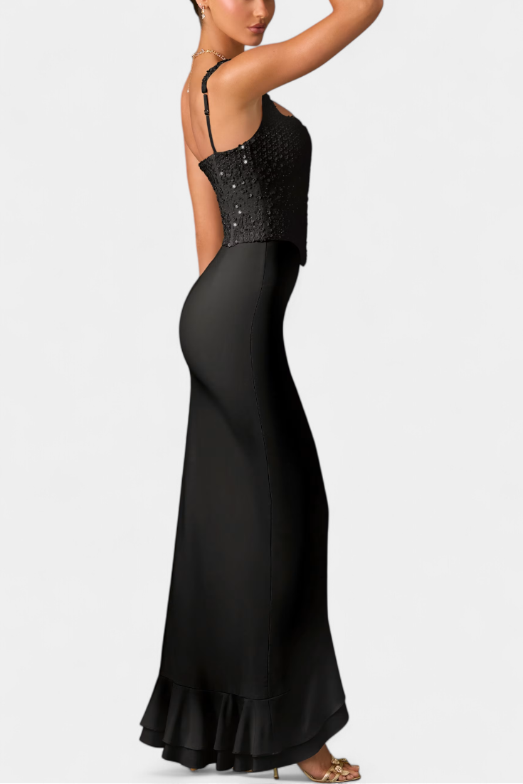 Филипа Миди Рокля с Корсет и Асиметрични Волани