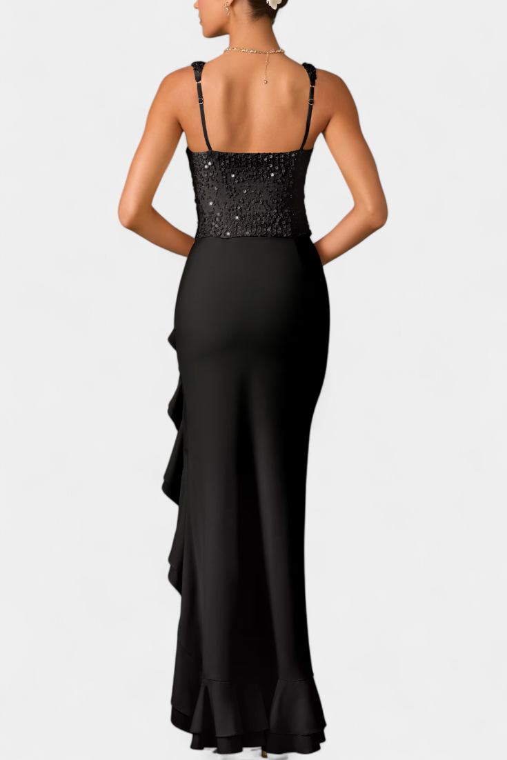 Филипа Миди Рокля с Корсет и Асиметрични Волани