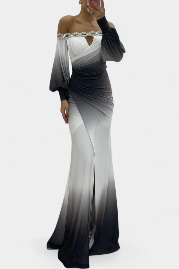 Силвяна Макси Рокля Омбре с Отворени Рамена