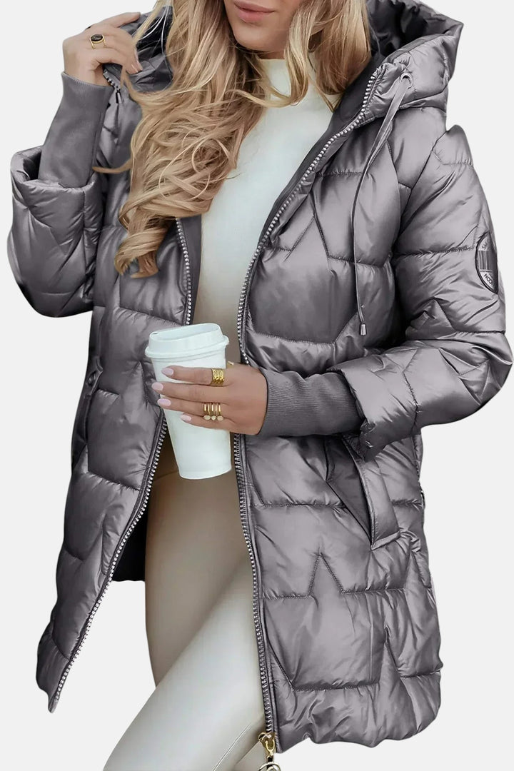 Милена - Дълга и топла подплатена яке с качулка