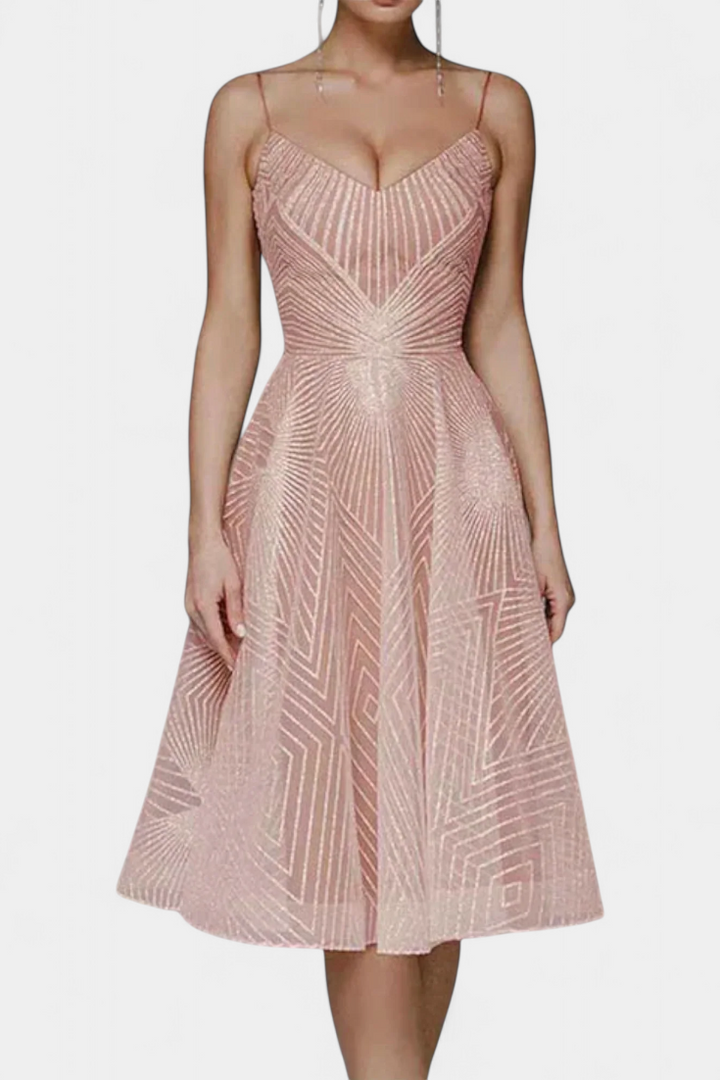 Драгана Дълга Рокля с Бродерия и А Силует