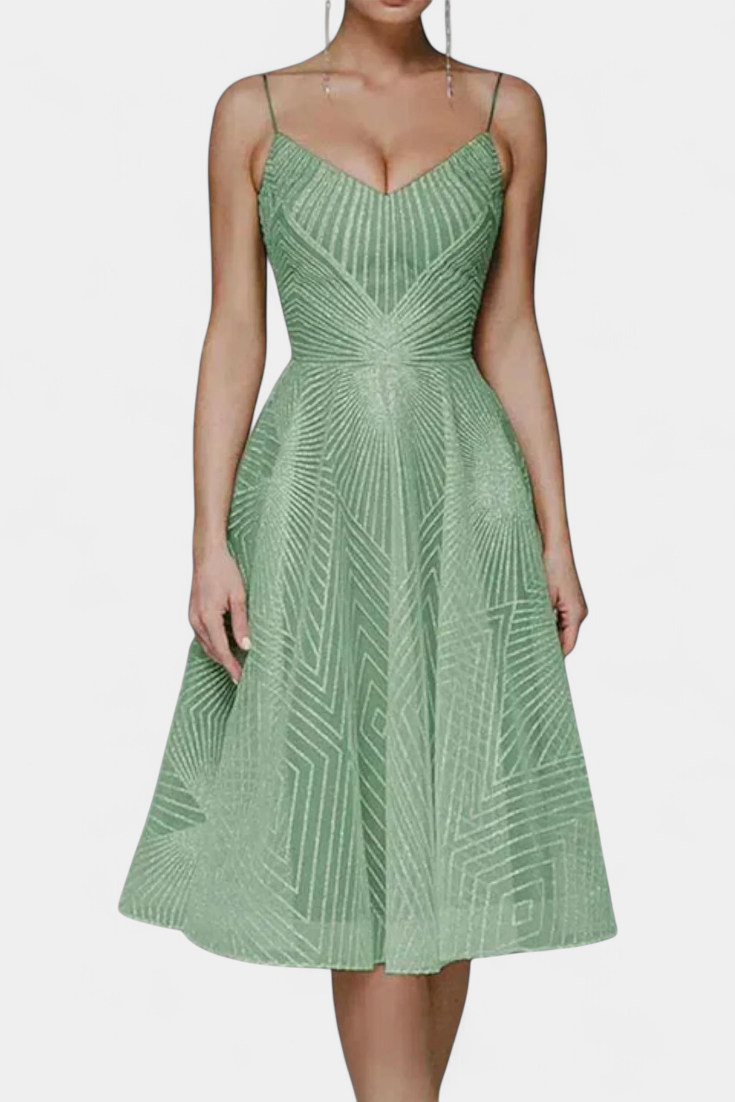 Драгана Дълга Рокля с Бродерия и А Силует