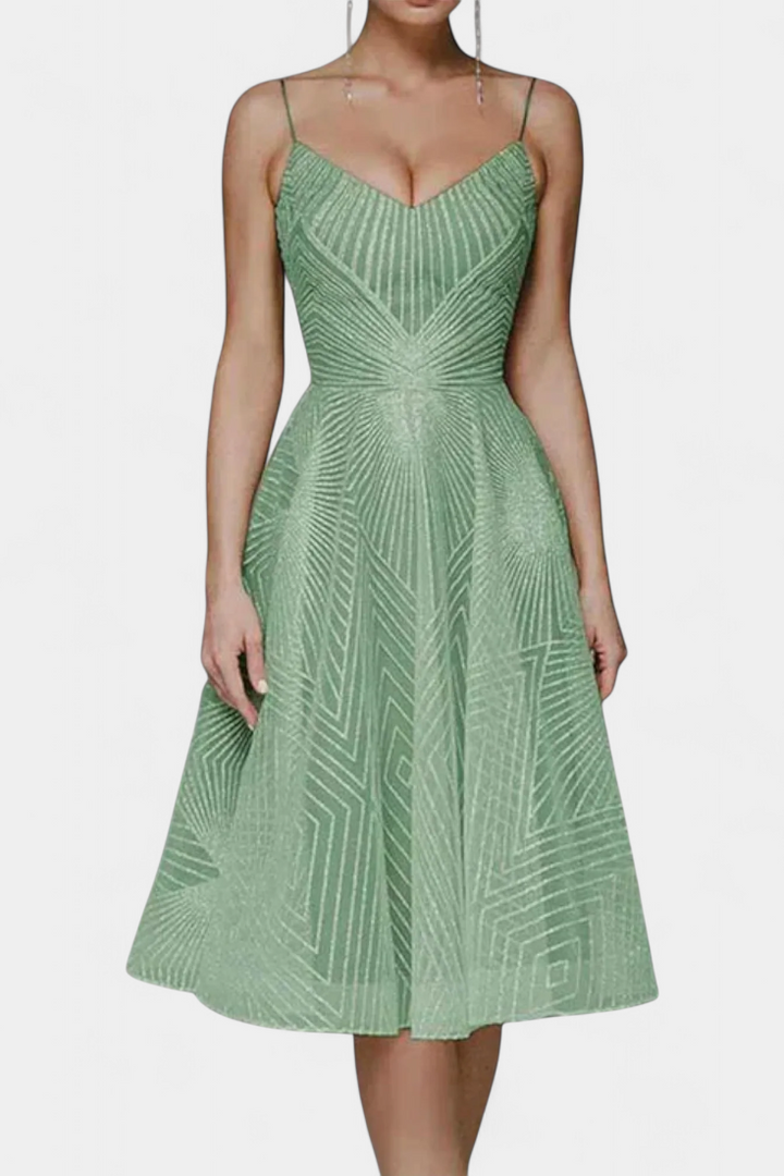 Драгана Дълга Рокля с Бродерия и А Силует