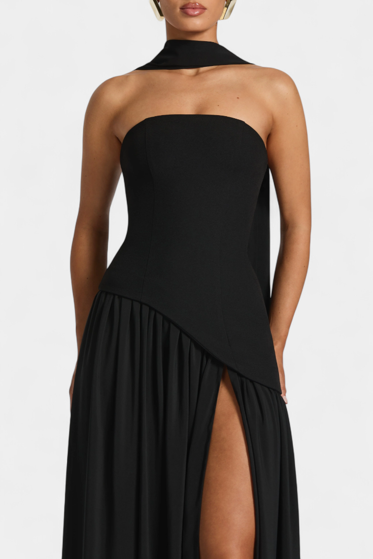 Райна Макси Рокля без Ръкави от Шифон с Боков Разрез