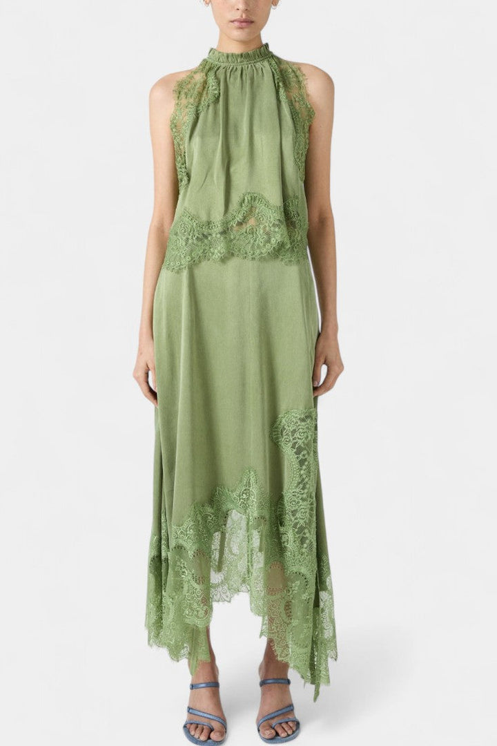 Нада Миди Пола с Дантелени Детайли и Асиметричен Подгъв