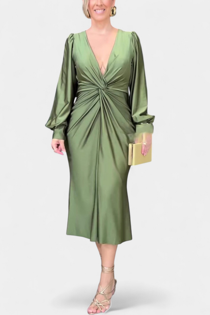 Веселка Дълга Рокля с Дълги Ръкави и V-Изрез