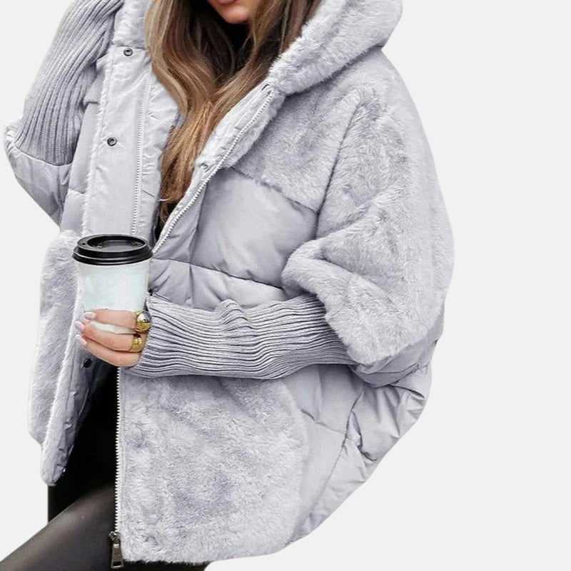 Елена - Стилно пухено яке с качулка