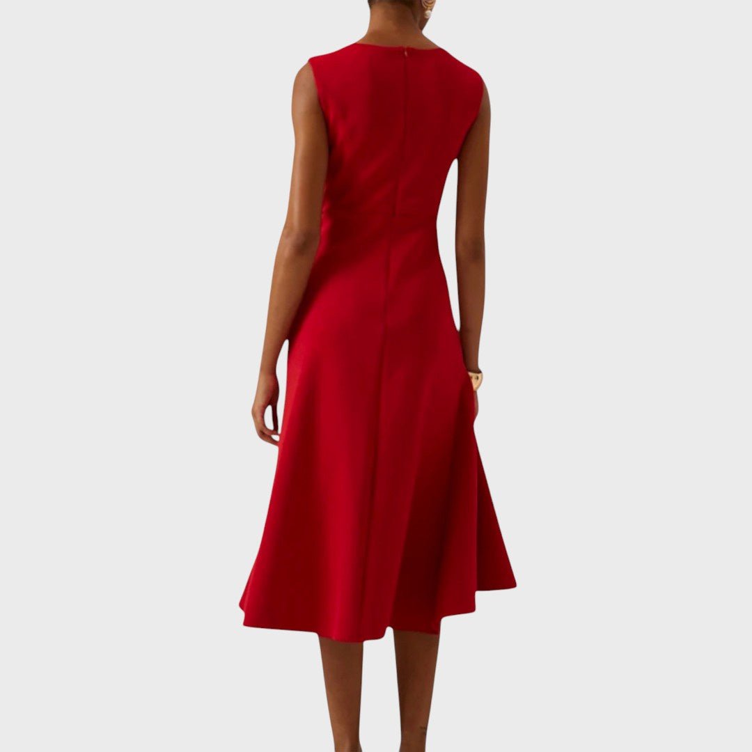 Катарина - Наборна асиметрична миди рокля