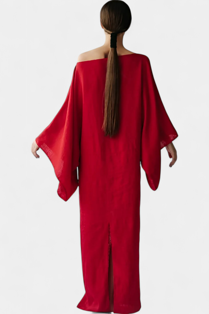 Филипа - Кимоно рокля от лен и памук с пояс